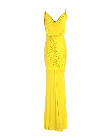 ELISABETTA FRANCHI Long dress RED CARPET Yellow 92% Cupro, 8% Elastane