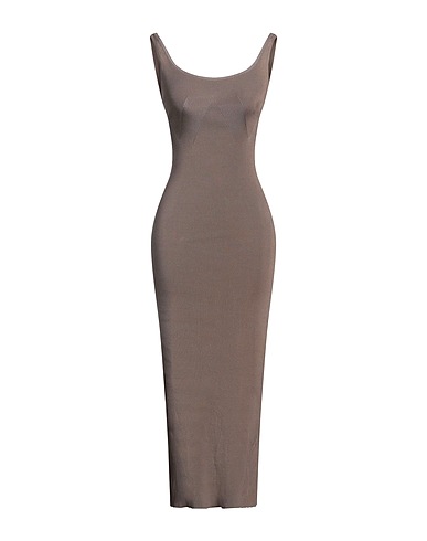 FFORME Midi dress Khaki 79% Silk, 19% Polyamide, 2% Elastane