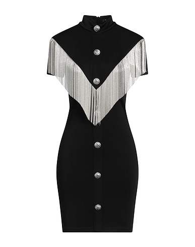 BALMAIN Sheath dress Black 90% Viscose, 9% Polyamide, 1% Elastane, Zamak, Polyester