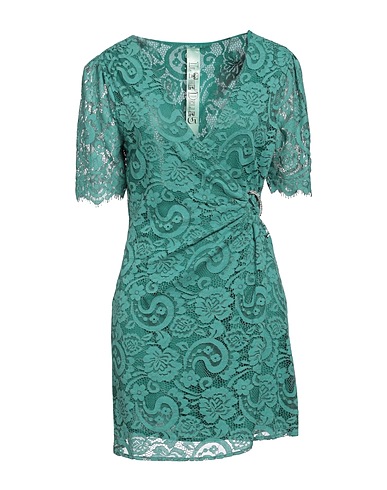 IL THE' DELLE 5 Short dress Emerald green 65% Cotton, 35% Nylon