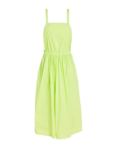 LIVIANA CONTI Midi dress Lime green 68% Cotton, 28% Polyamide, 4% Elastane