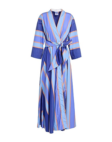 THIERRY COLSON Langes Kleid Blaugrau 100% Baumwolle