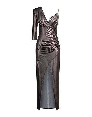 NO SECRETS Long dress Dark brown 96% Polyester, 4% Elastane