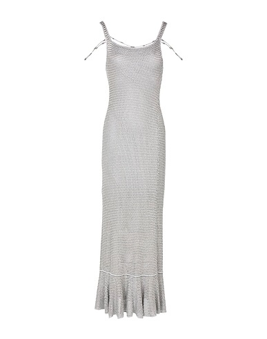 LANVIN Long dress Silver 72% Viscose, 28% Metallic fiber