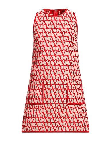 VALENTINO GARAVANI Short dress Red 45% Polyester, 31% Cotton, 24% Viscose, Lambskin