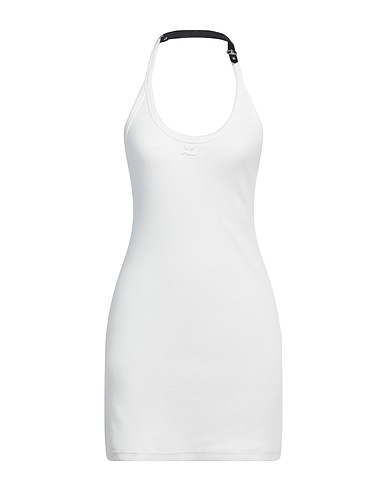 COURRÈGES Short dress White 97% Cotton, 3% Elastane