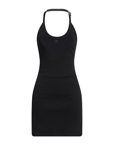 COURRÈGES Short dress Black 97% Cotton, 3% Elastane
