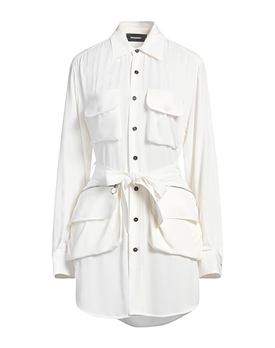 DSQUARED2 Shirt dress White 57% Acetate, 43% Silk