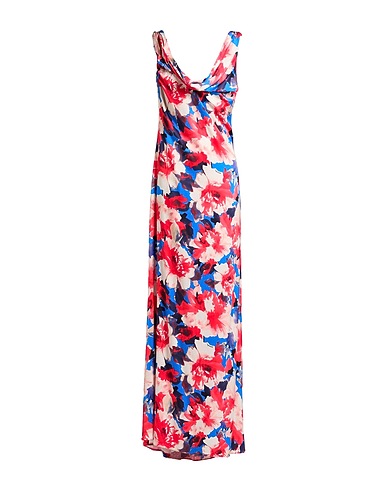 PATRIZIA PEPE Long dress Coral 93% Viscose, 7% Elastane
