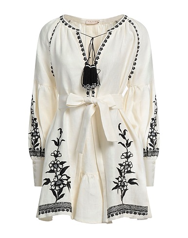 ANJUNA Short dress Cream 100% Linen