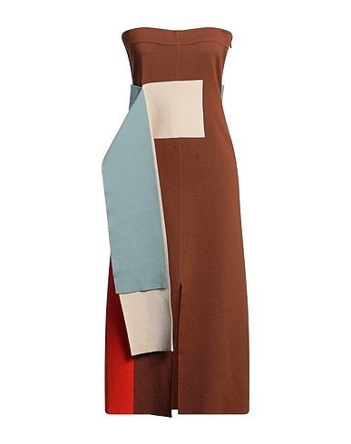 FENDI Midi dress Brown 66% Wool, 32% Polyamide, 2% Elastane