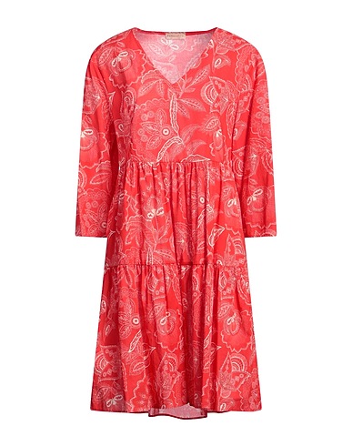 PUROTATTO Midi dress Red 100% Cotton