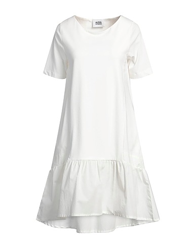 ALPHA STUDIO Short dress White 95% Cotton, 5% Elastane