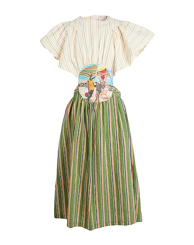 STELLA JEAN Midi dress Ivory 94% Cotton, 4% Polyester, 2% Elastane