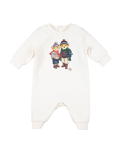 POLO RALPH LAUREN Baby jumpsuit LS BEAR COV-ONE PIECE-COVERALL
 White 70% Cotton, 30% Polyester, Elastane