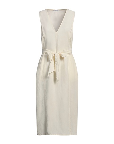 PATRIZIA PEPE Midi dress Cream 51% Viscose, 49% Linen