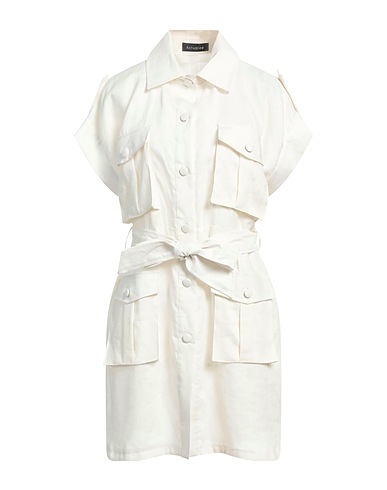 ACTUALEE Vestito chemisier Avorio 100% Lino