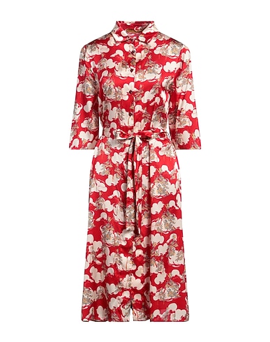 SIYU Robe chemise Rouge 92% Soie, 8% Élasthanne