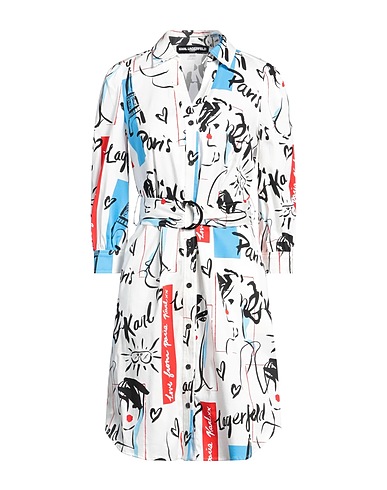 KARL LAGERFELD Shirt dress White 97% Cotton, 3% Elastane