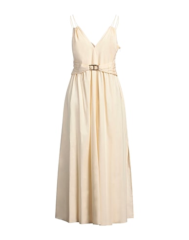 TWINSET Long dress Cream 96% Cotton, 4% Elastane