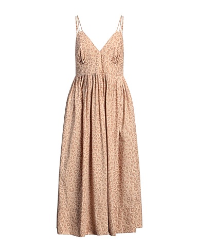 TWINSET Midi dress Light brown 100% Cotton