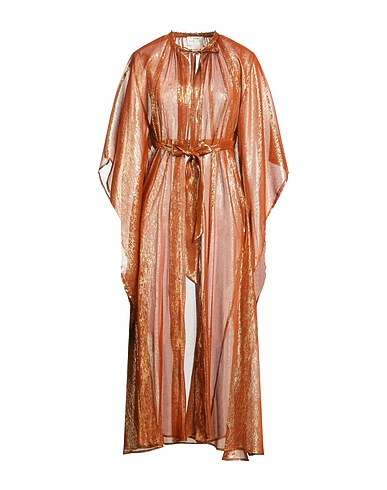 FORTE_FORTE Full-length jacket Rust 74% Silk, 26% Metallic Polyester