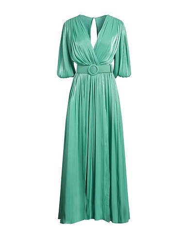 COSTARELLOS Long dress Light green 95% PES, 5% Polyamide