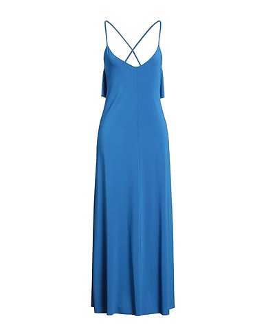 KAOS Long dress Azure 75% Acetate, 18% Polyamide, 7% Elastane
