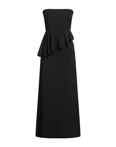 KAOS JEANS Long dress Black 60% Viscose, 40% Linen