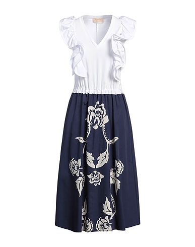 KAOS JEANS Midi dress White 100% Cotton, Elastane