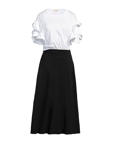 KAOS JEANS Long dress Black 60% Viscose, 40% Linen