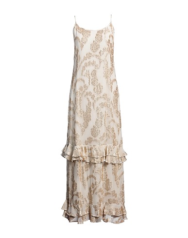 byTIMO Langes Kleid Beige 90% Viskose, 10% Metall