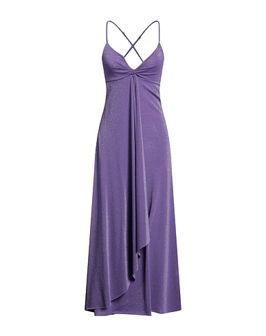 KAOS Long dress Purple 33% Cotton, 32% Polyester, 15% Polyamide, 15% Metallic Polyester, 5% Elastane