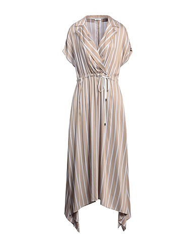 PESERICO Long dress Khaki 84% Viscose, 16% Silk, Cotton