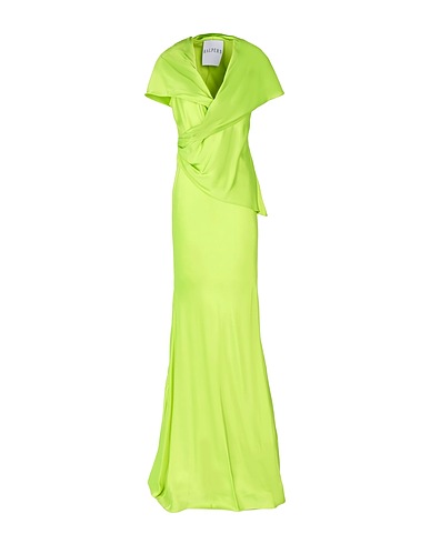 HALPERN Long dress Lime green 60% Acetate, 40% Viscose