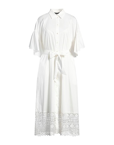 CLIPS Long dress Ivory 79% Cotton, 18% Polyamide, 3% Elastane