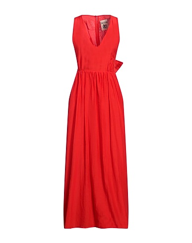 SEMICOUTURE Long dress Red 69% Cotton, 31% Silk