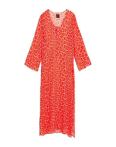 FISICO Long dress Orange 81% Viscose, 19% Silk