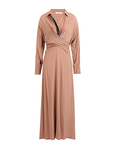 MALÌPARMI Long dress Taupe 69% Acetate, 31% Silk