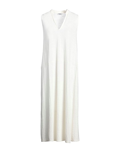 BASE MILANO Midi dress White 95% Linen, 5% Elastane