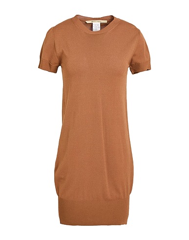 ANGELA DAVIS Sheath dress Brown 65% Viscose, 35% Polyamide