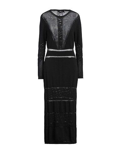SEVENTY VENEZIA Long dress Black 70% Viscose, 30% Polyester