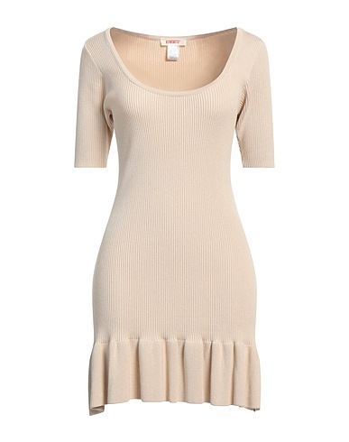 KONTATTO Short dress Beige 69% Viscose, 29% Acrylic, 2% Elastane