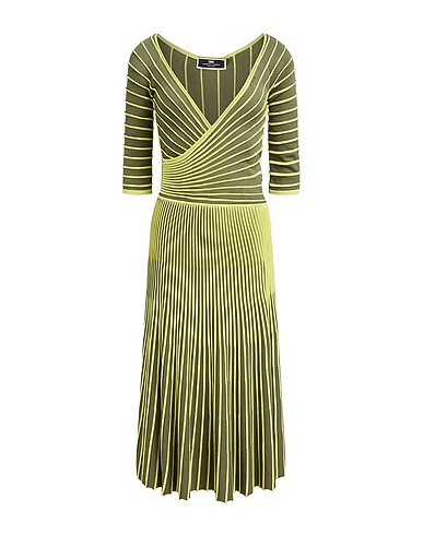 ELISABETTA FRANCHI Midi dress Lime green 65% Viscose, 35% Polyamide