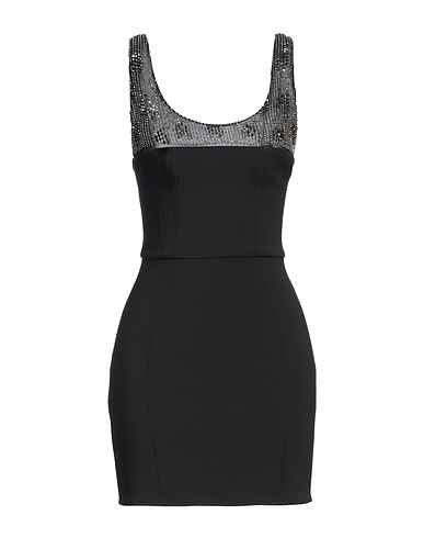 ELISABETTA FRANCHI Sheath dress Black 96% Polyester, 4% Elastane, Glass