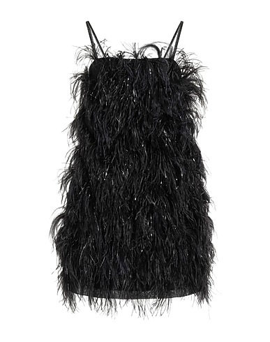 MSGM Short dress Black 100% Polyamide, Ostrich feathers