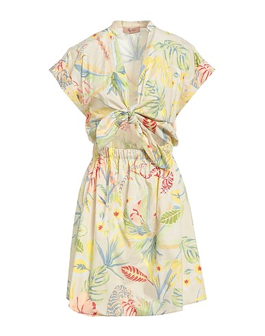 TWINSET Short dress Light green 100% Cotton
