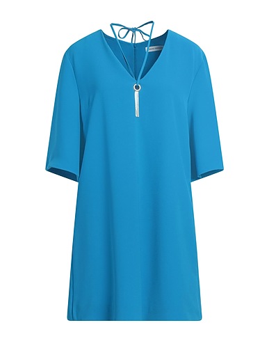 SIMONA CORSELLINI Robe courte Bleu d'azur 94% Polyester, 6% Élasthanne