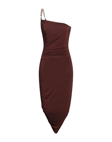 SIMONA CORSELLINI Sheath dress Chocolate brown 95% Viscose, 5% Elastane