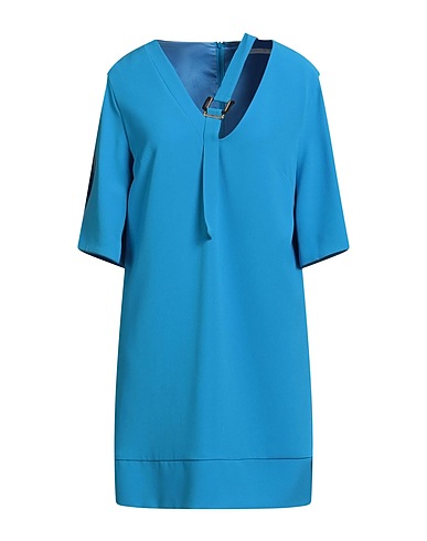 SIMONA CORSELLINI Robe courte Bleu d'azur 94% Polyester, 6% Élasthanne